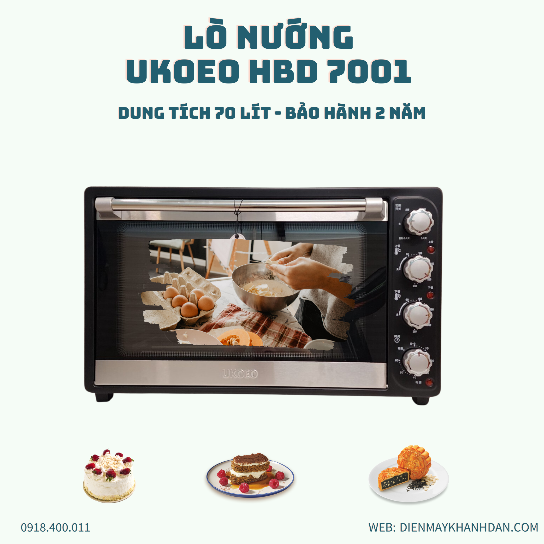 Lò nướng Ukoeo HBD-7001H 70L - Bảo hành 2 năm