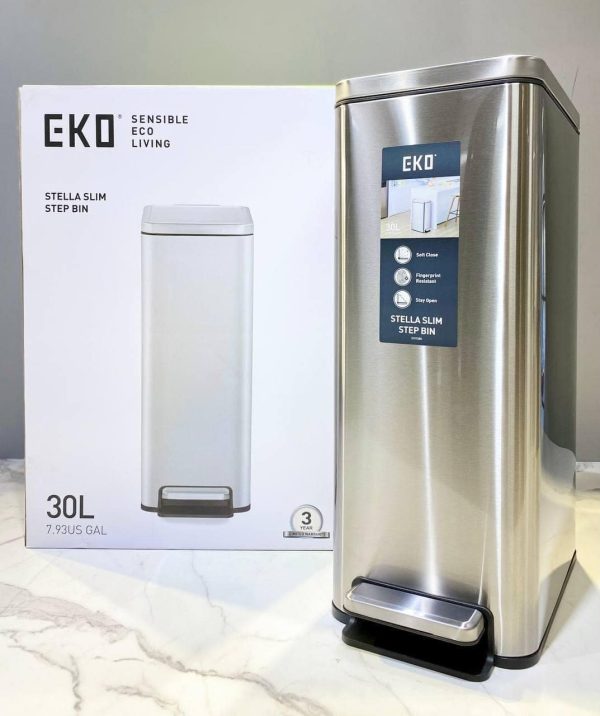 Thùng rác chống bám vân tay EKO Stella Slim Step EK9380MT-30L