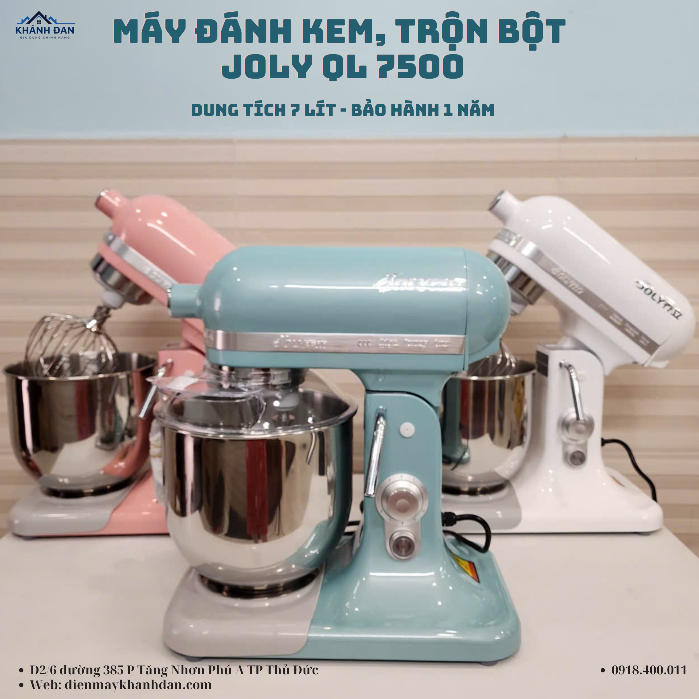 Máy trộn thực phẩm JOLY QL7500 (dung tích 7l) - Bảo hành 12 tháng