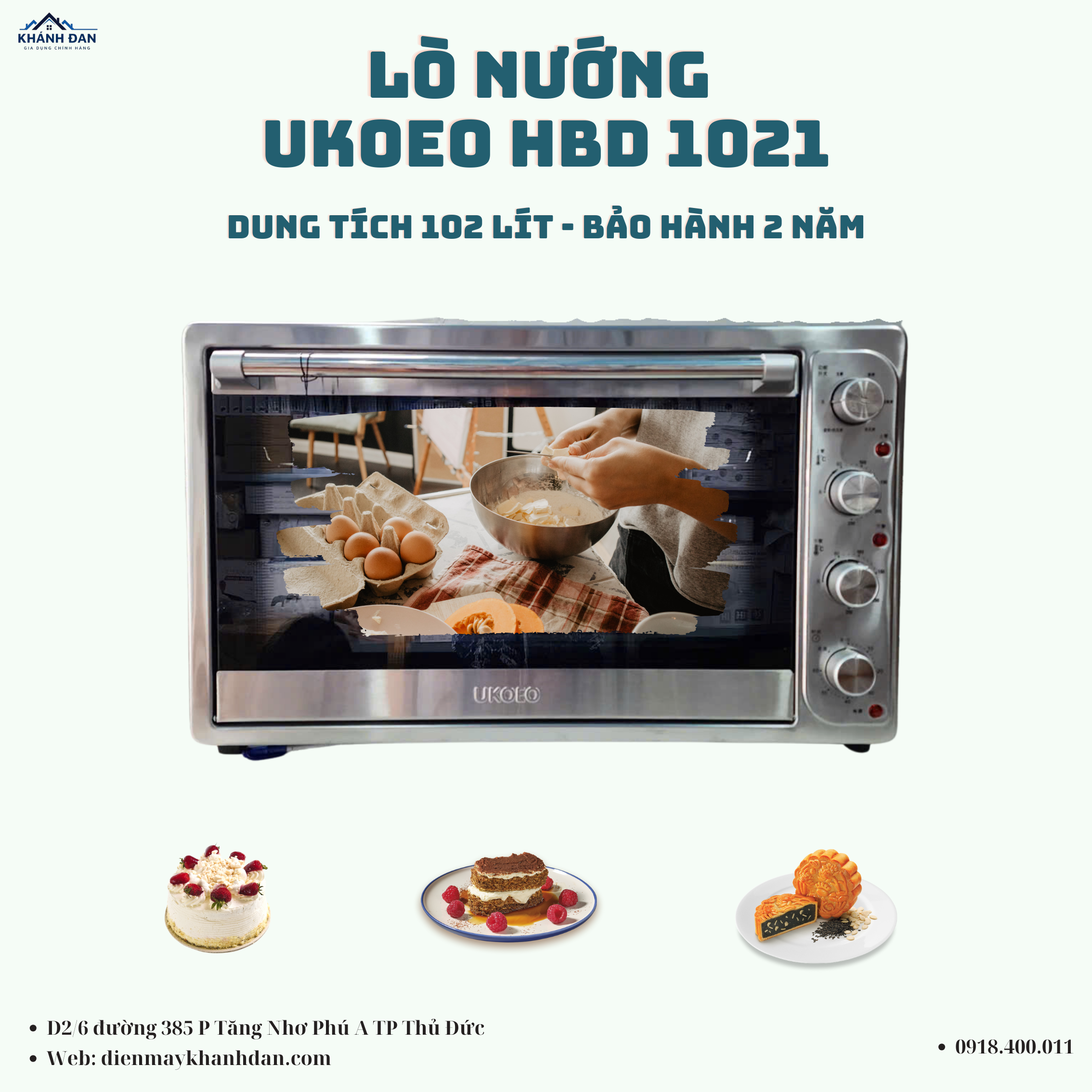 Lò nướng bánh Ukoeo 102l HBD1021 - Bảo hành 2 năm