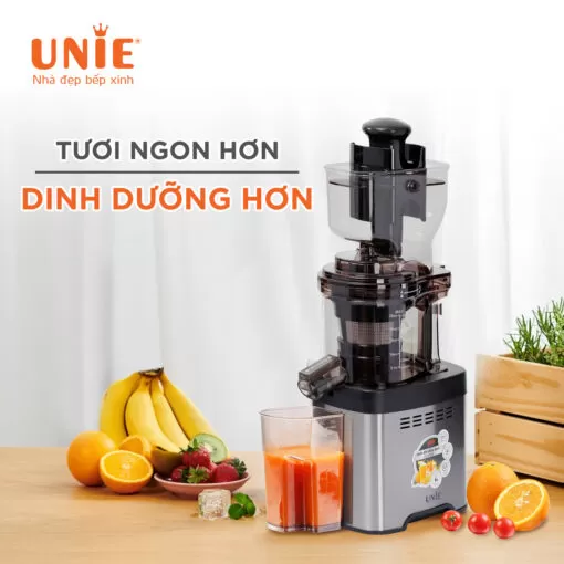Máy ép chậm UNIE USJAC91S công suất 400W, ống tiếp nguyên liệu 82mm, vận hành êm ái (độ ồn <60dB))