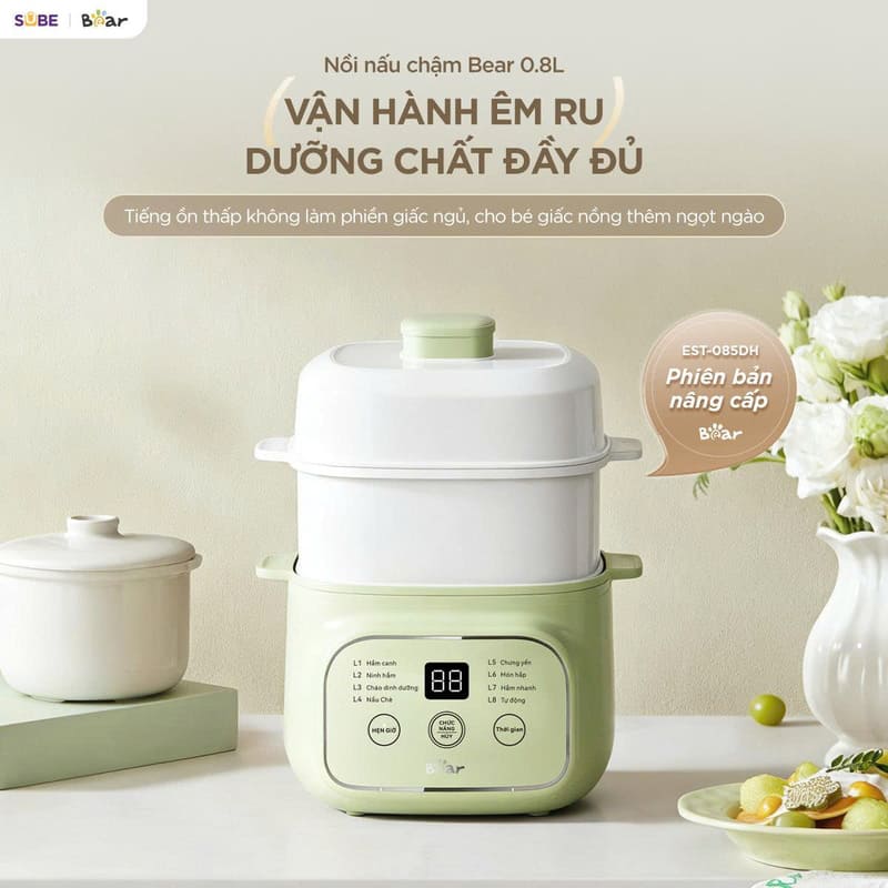 Nồi Nấu Chậm 0.8L EST-085DH – Giải Pháp Nấu Ăn Dinh Dưỡng, Tiện Lợi Cho Gia Đình Hiện Đại