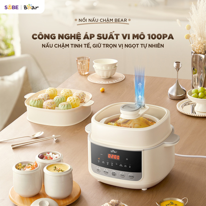 Nồi Nấu Chậm Bear 2.5L SC-5H25M34 – Hầm Chậm Giữ Trọn Dinh Dưỡng Cho Cả Gia Đình