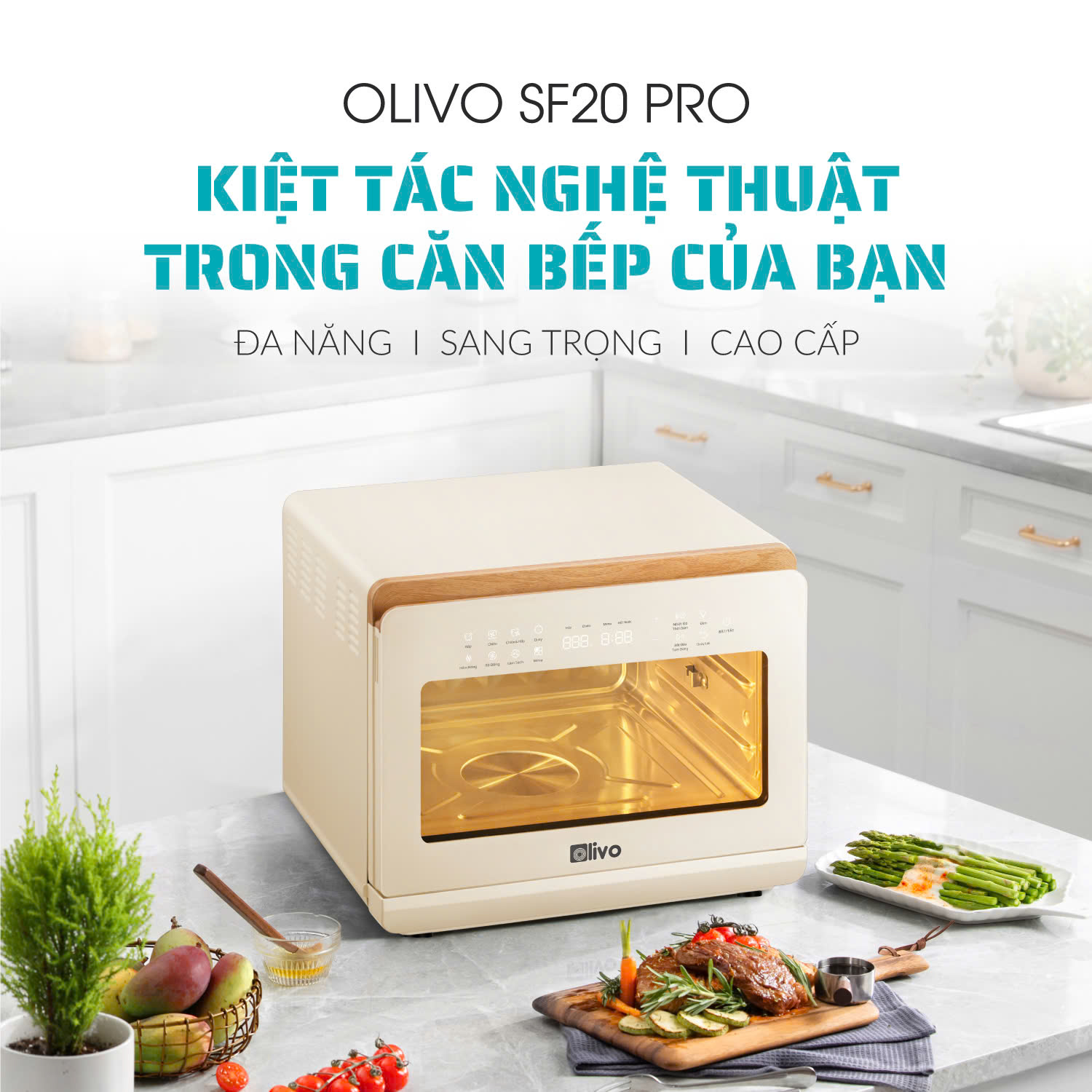 Nồi Chiên Hấp Đa Năng OLIVO SF20 PRO - Dung tích vượt trội 20L, Ứng dụng công nghệ hiện đại bậc nhất - Hấp Nano Steam/Chiên Eco Fry, 70 Chế Độ Cài Sẵn,Vệ Sinh Dễ Dàng