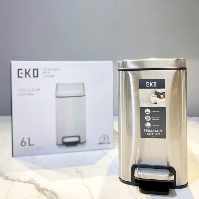 Thùng rác chống bám vân tay EKO Stella Slim Step EK9380MT-6L