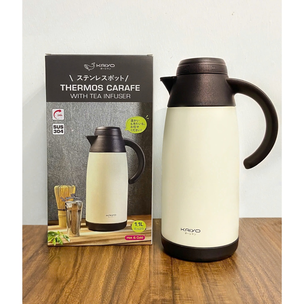 Phích pha trà giữ nhiệt 2 lớp inox có lõi lọc Kaiyo, dung tích 1100ml