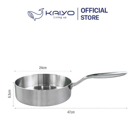 Chảo inox 316 liền khối 5-Ply Premium Kaiyo - thành cao (26cm)