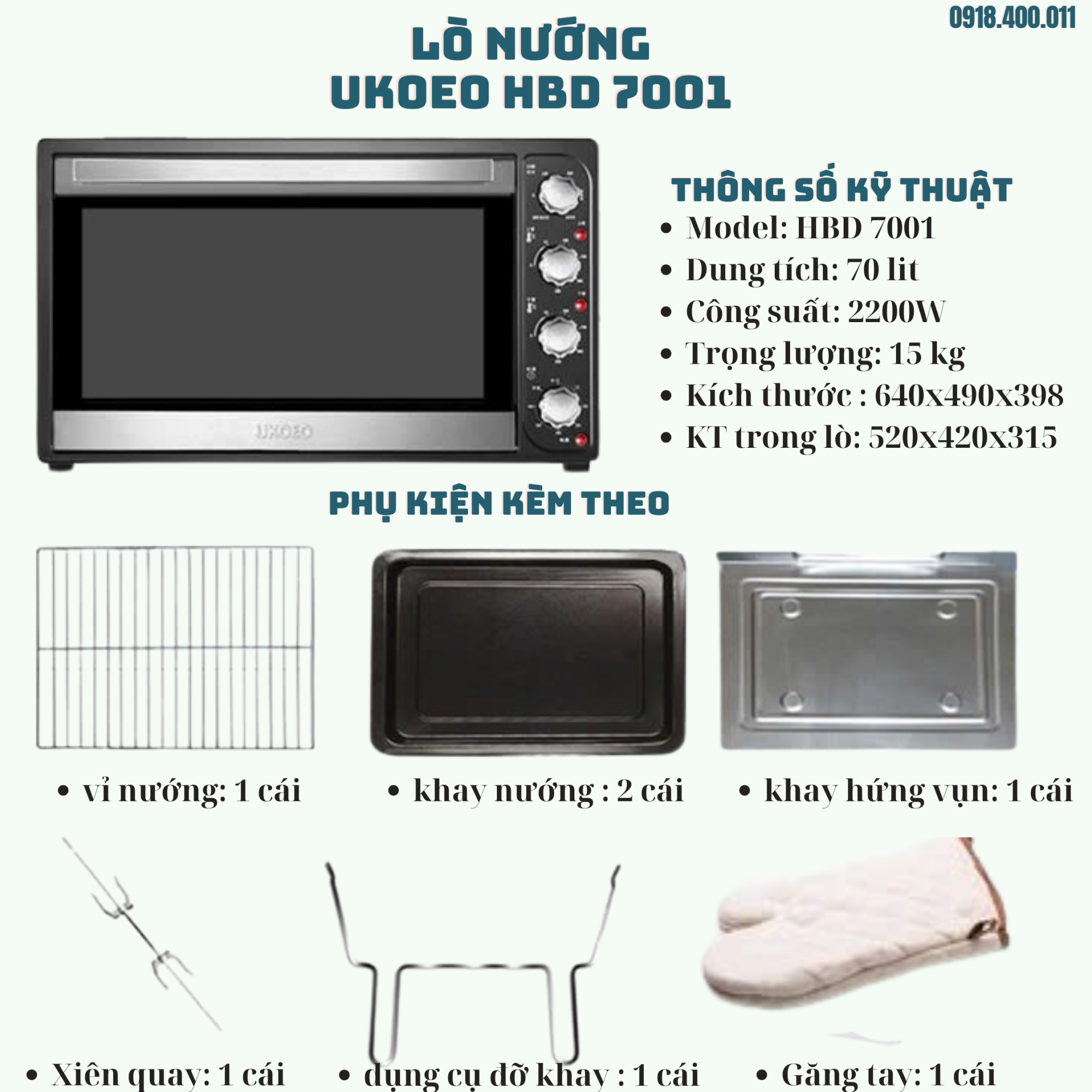 Lò nướng Ukoeo 70 lít