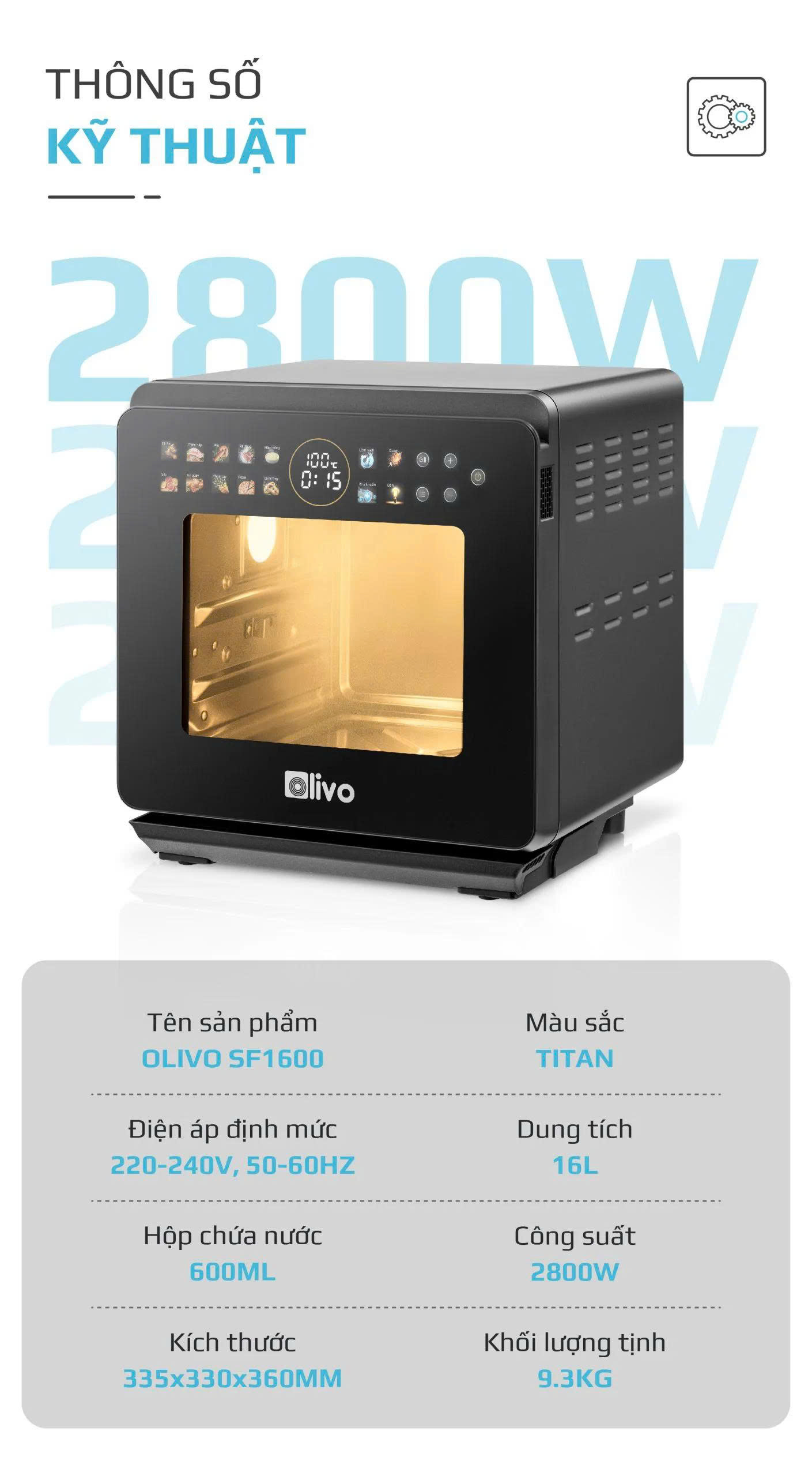 Thông số KT Olivo SF1600