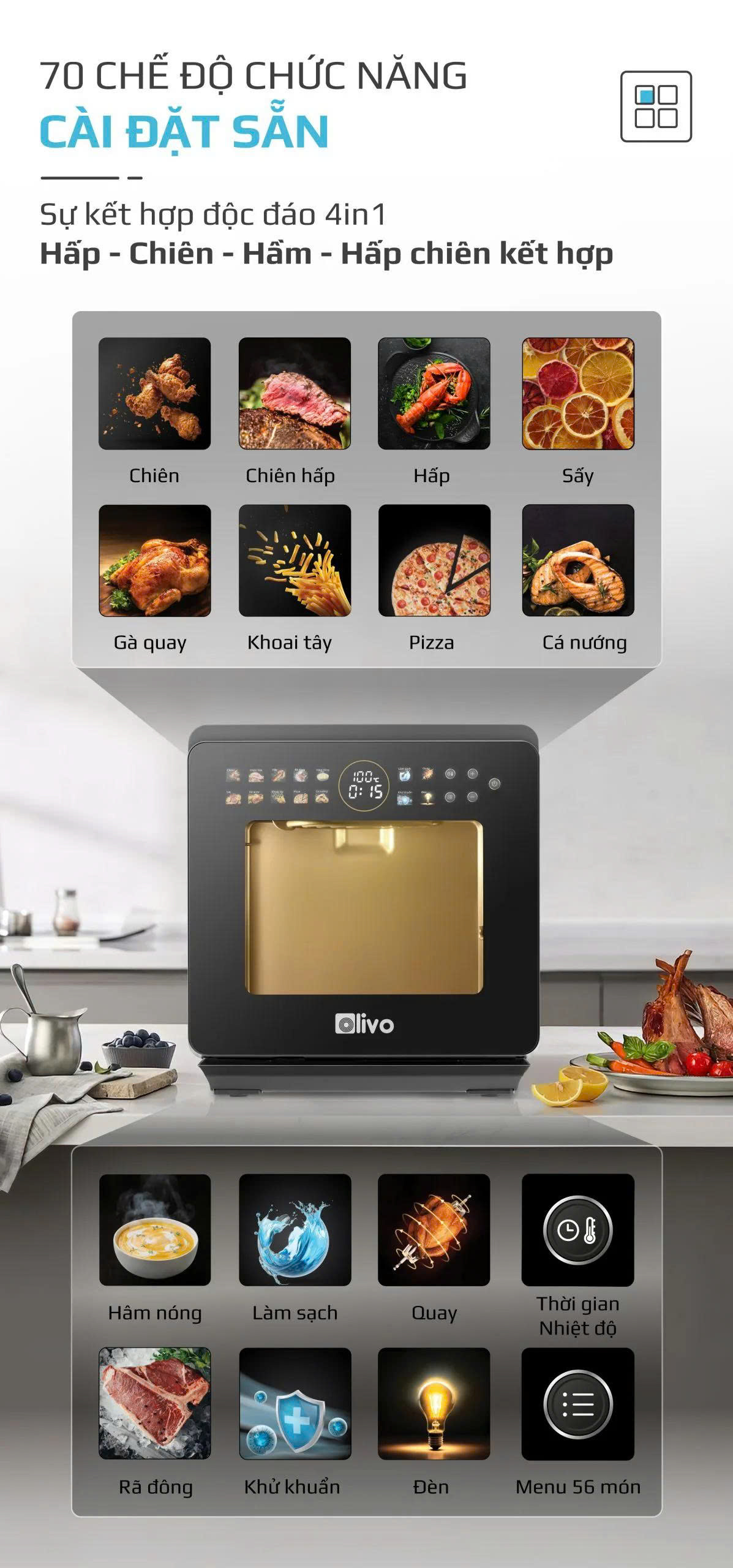 70 chưc năng cài đặt Olivo SF1600